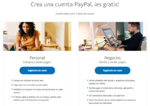 Apertura de cuenta en PayPal. Elegir tipo de cuenta