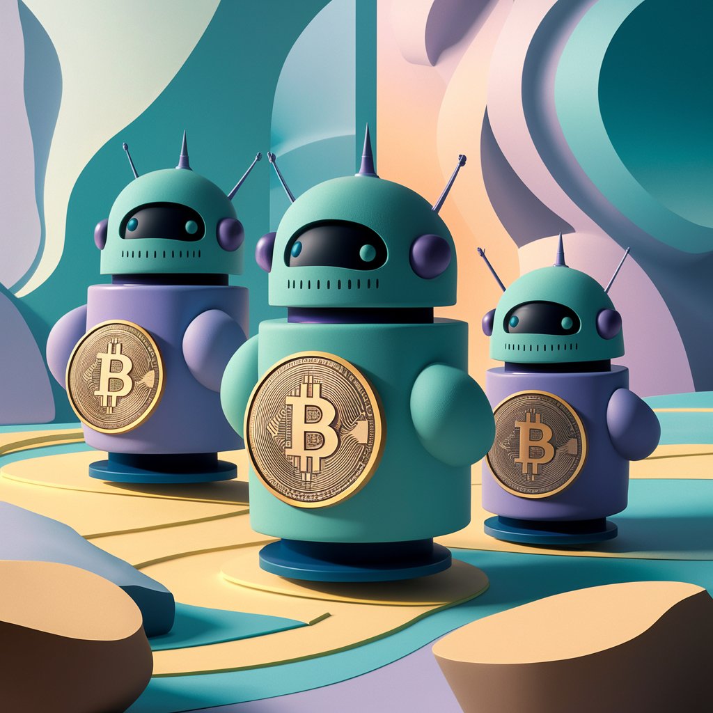 ilustracion vectorial colorida y dfresaca de unos bot de mineria de criptomonedas