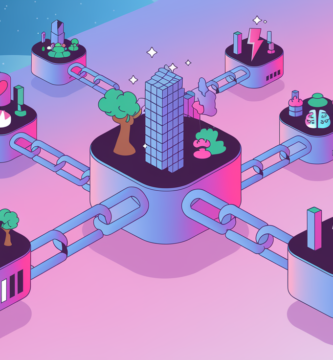 ilustración vibrante que representa las funcionalidades de la blockchain World Chain de WorldCoin