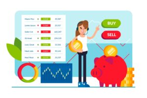 Ilustración de una traders de bitcoin utilizando el protocolo POS para verificar sus transacciones en la blockchain