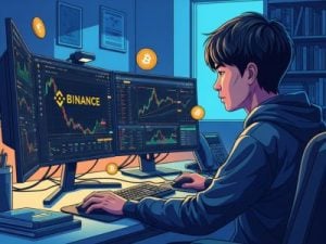 Ilustración de un hombre operando en Binance