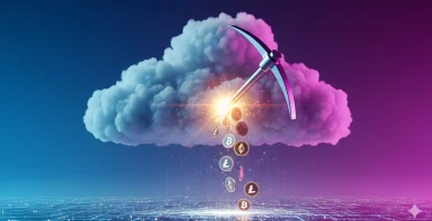 Imagen abstracta sobre la mineria de criptomonedas en la nube