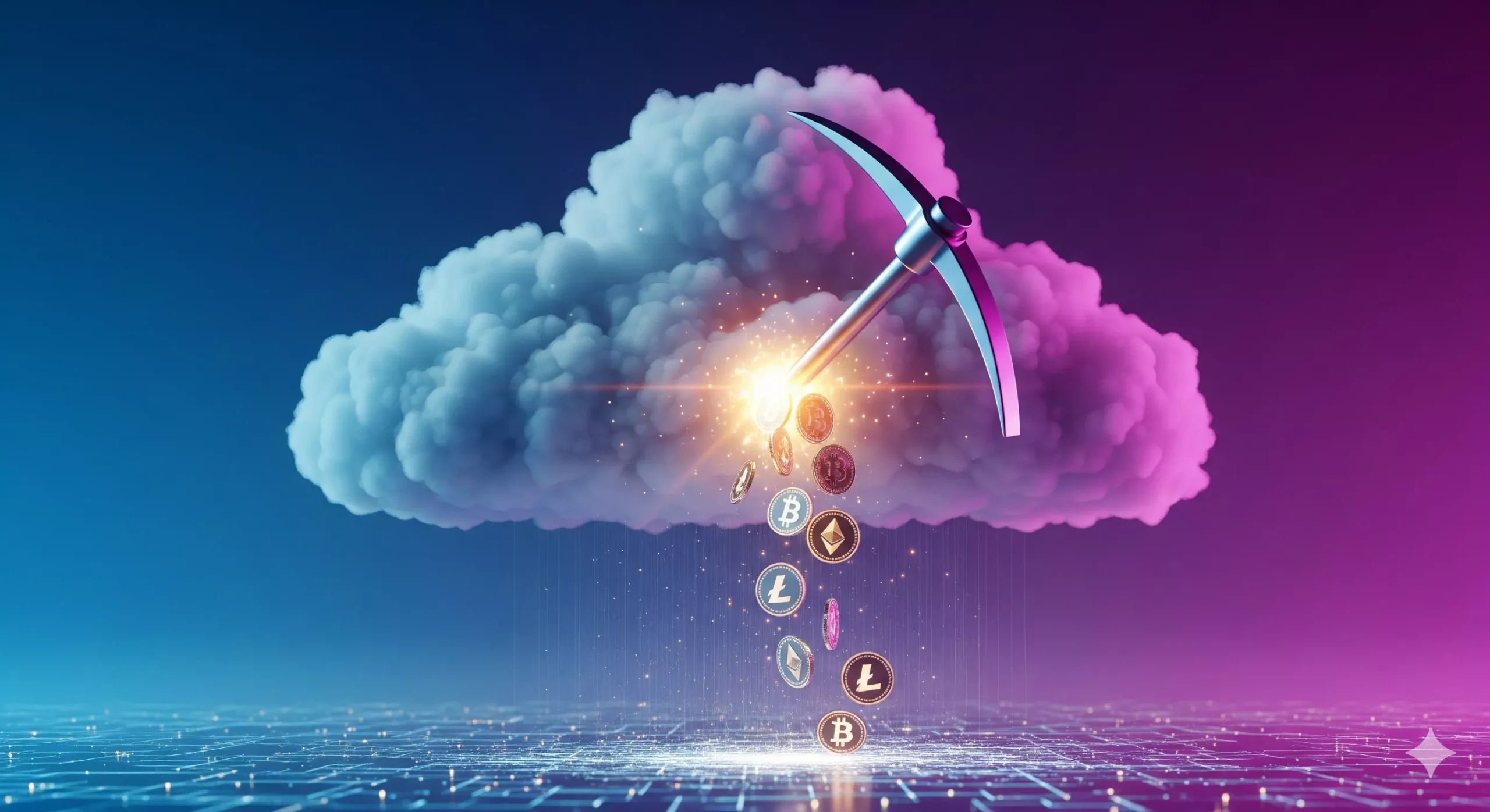 Imagen abstracta sobre la mineria de criptomonedas en la nube