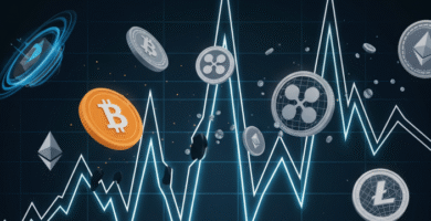 Ilustración representativa de la alta volatilidad de las criptomonedas