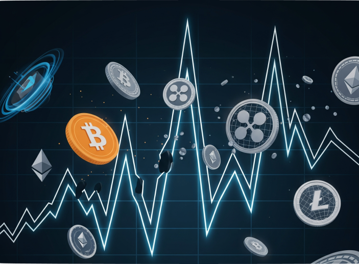 Ilustración representativa de la alta volatilidad de las criptomonedas