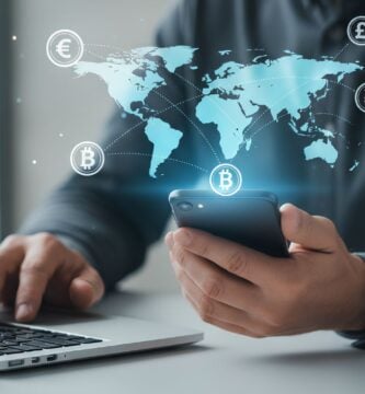 Persona enviando dinero por internet
