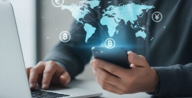 Persona enviando dinero por internet