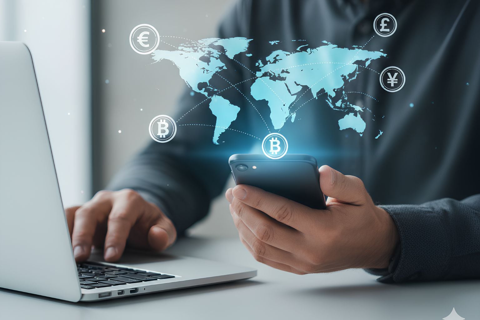 Persona enviando dinero por internet