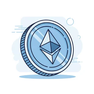token de cripotomendas de Ethereum ETH. -Ilustracion genereda con ia.