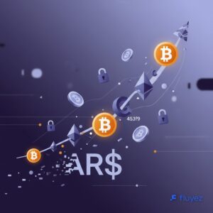 Abstract illustration representing the growth of cryptocurrencies in Argentina amidst economic uncertainty.