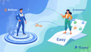 Perfiles de usuario Bitfinex vs Binance: un experto en plataforma técnica y un principiante en interfaz accesible.
