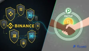 Alt: Seguridad cripto: Escudos digitales de Binance (controles internos) y manos con escrow de Paxful (P2P y reputación).