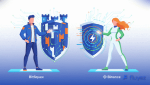 Comparación de seguridad Bitfinex vs Binance: un escudo robusto y un escudo dinámico para protección de criptomonedas.