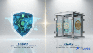 Escudo digital complejo para la seguridad técnica de Binance y una bóveda transparente con sellos regulatorios 