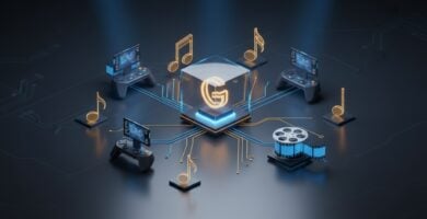 Ecosistema digital de gala criptomoneda que integra videojuegos, música y cine mediante tecnología blockchain.