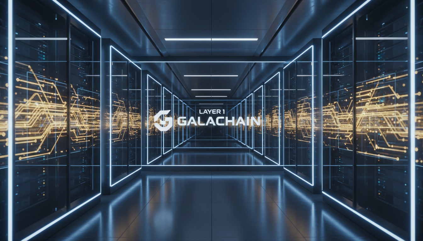 Representación visual de GalaChain, una red de capa 1 optimizada para transacciones rápidas.