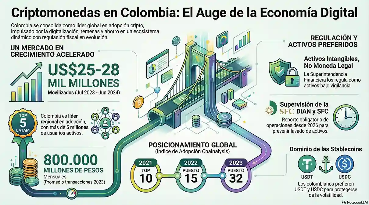 infografia de que son las criptomonedas en colombia