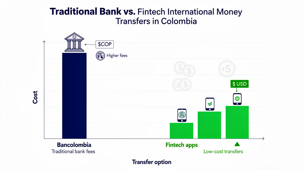 Comparativa costos giros internacionales Colombia: bancos vs fintechs 2026