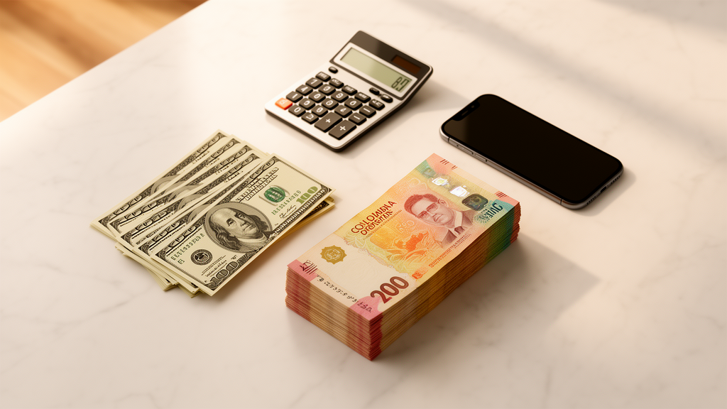 Comparativa entre dólares USD y pesos colombianos COP en transferencias internacionales