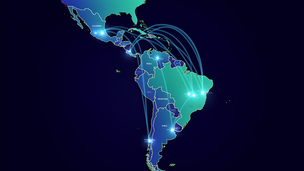 Mapa de conexiones de pagos internacionales entre países de Latinoamérica