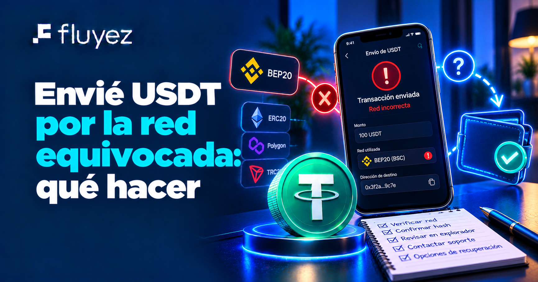 Guía para recuperar USDT enviado por la red equivocada
