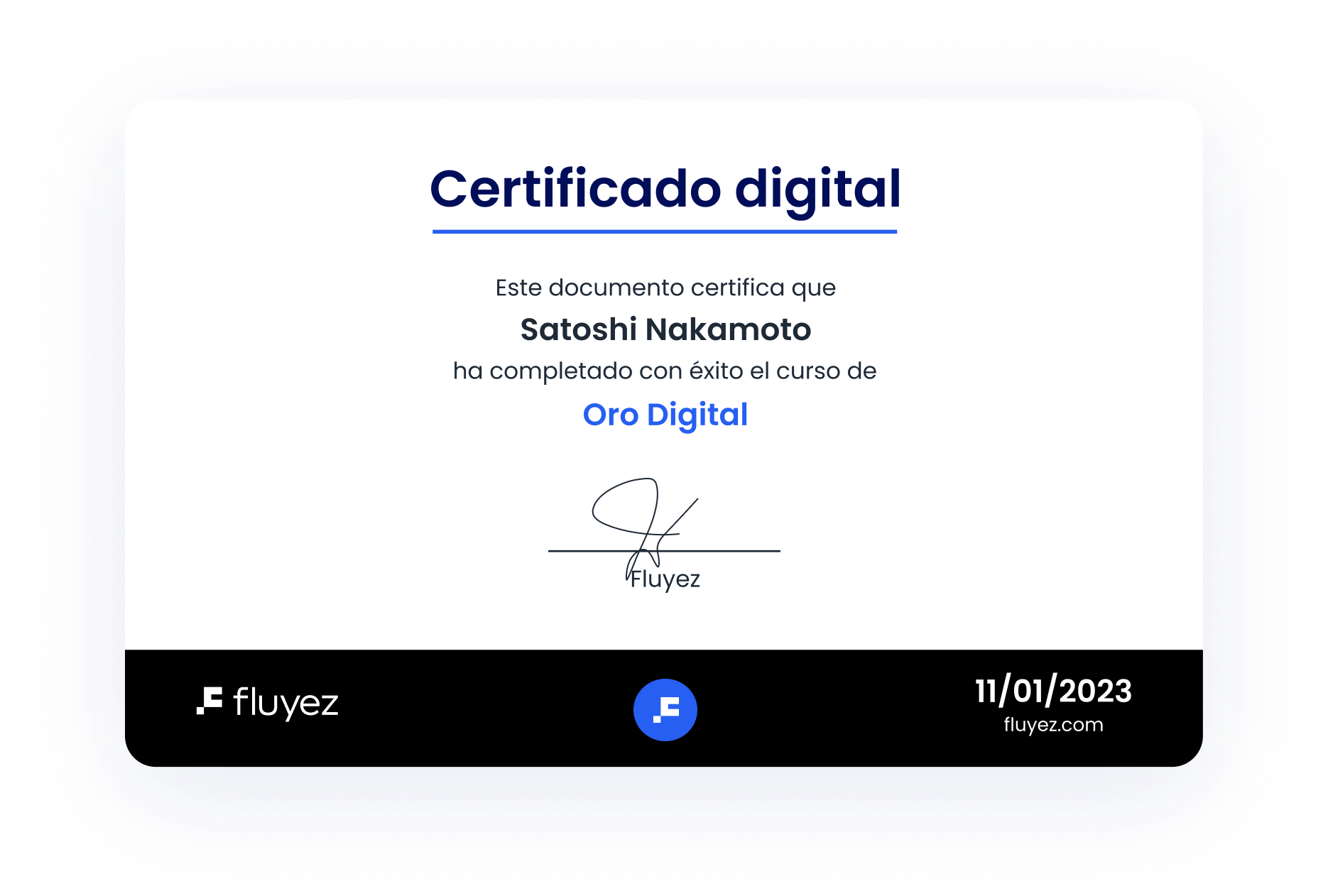 Certificado digital del curso Oro Digital